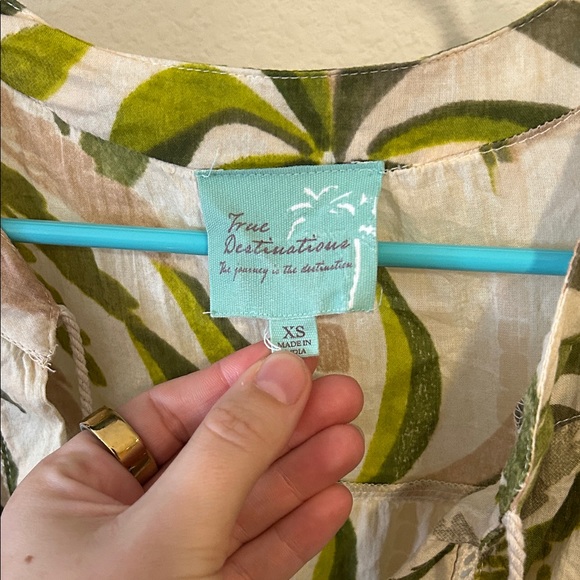 True Destinations 100% cotton Leafy Green Swim Cover-Up - Picture 4 of 4